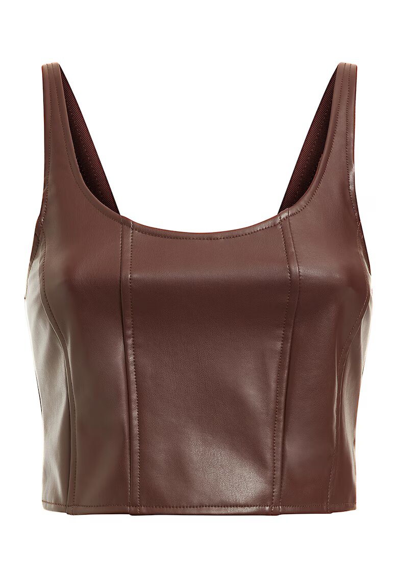 GUESS Top crop de piele ecologica - Maro