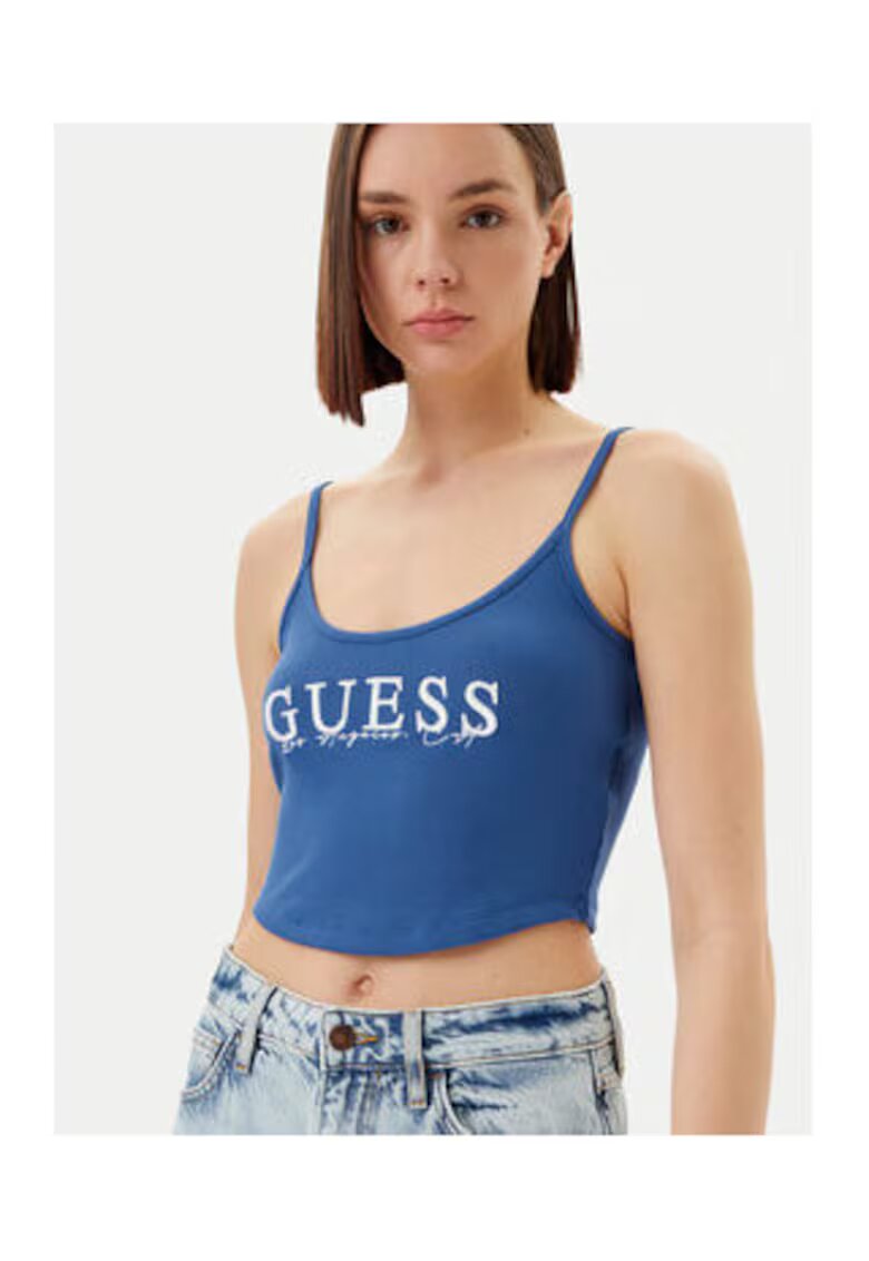 GUESS Top crop din amestec de vascoza cu logo