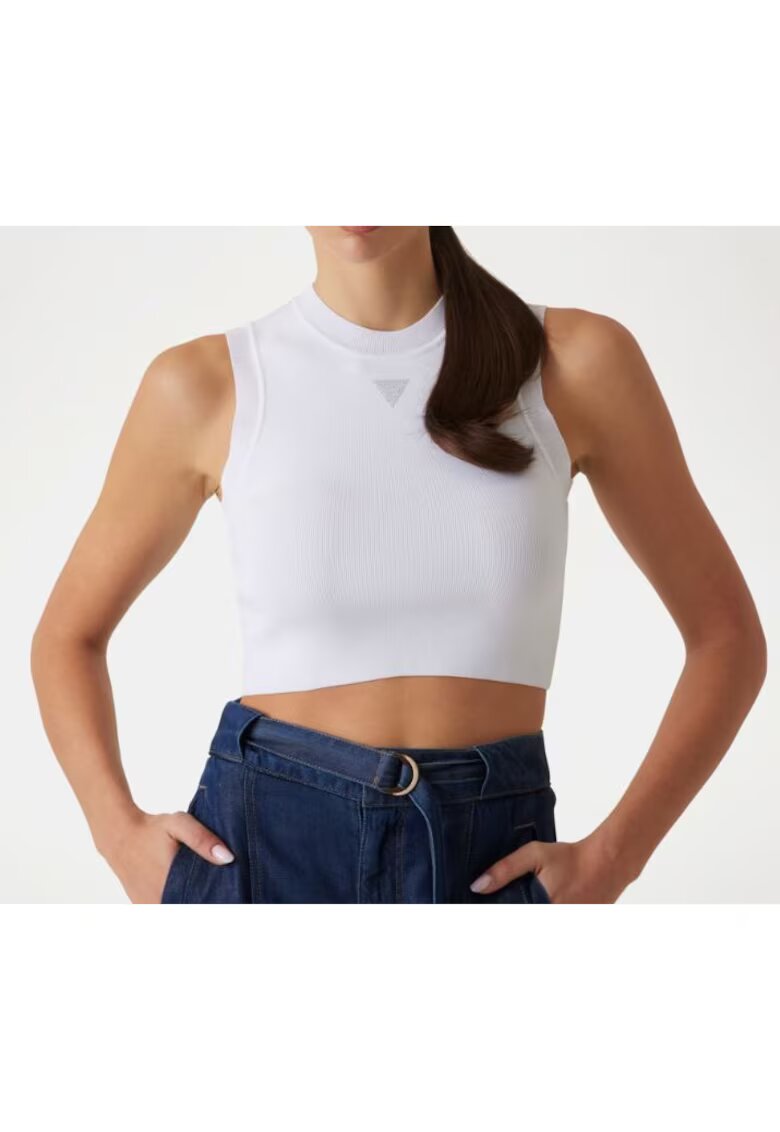 GUESS Top crop uni cu decolteu la baza gatului -