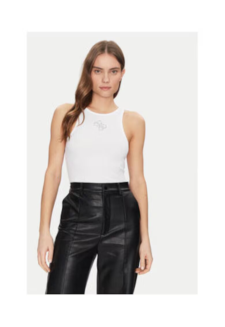 GUESS Top cu logo - Alb
