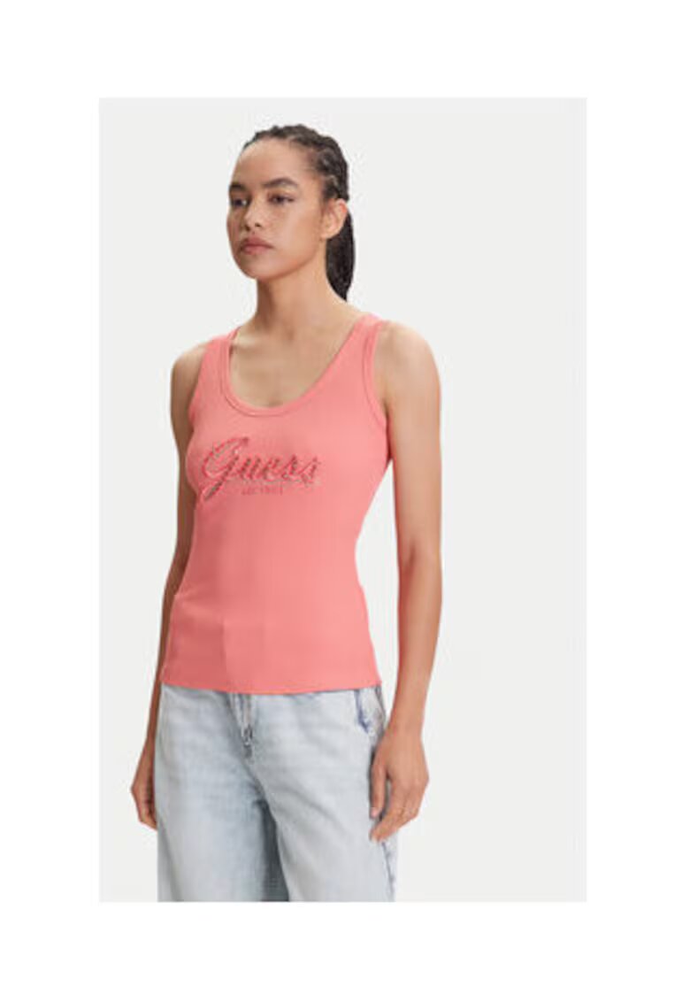 GUESS Top cu logo incrustrat cu strasuri
