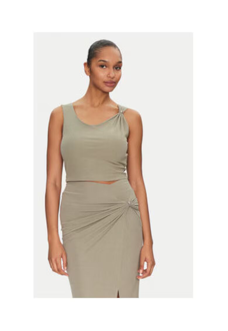 GUESS Top cu model uni - Verde masliniu
