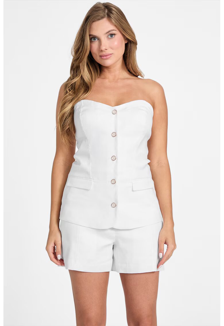 GUESS Top din amestec de in si modal cu bretele detasabile - Alb