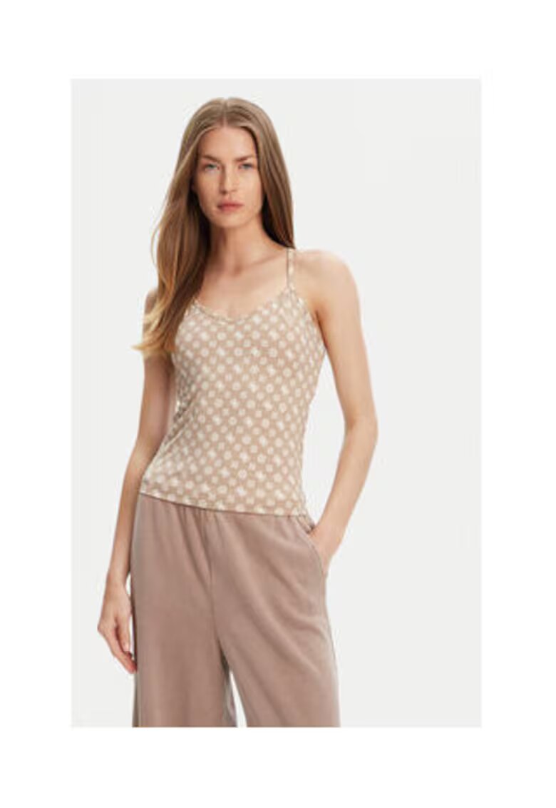 GUESS Top din amestec de poliester cu model logo si bretele subtiri
