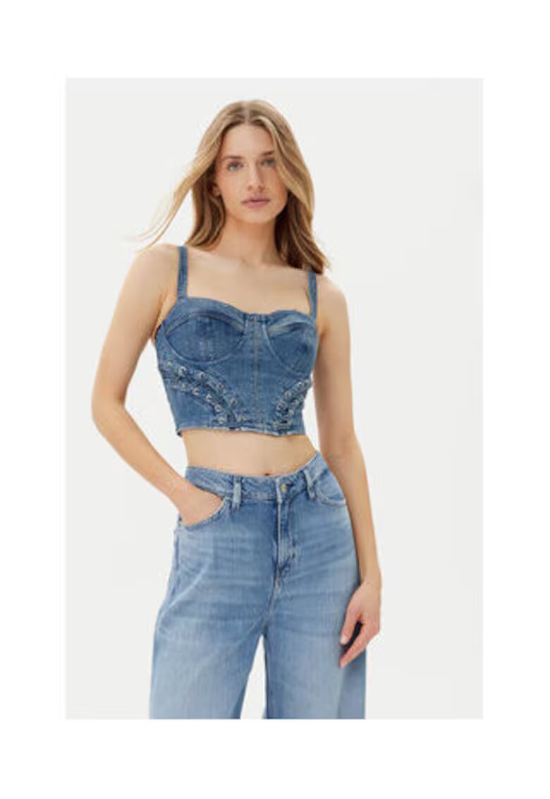 GUESS Top din denim tip corset