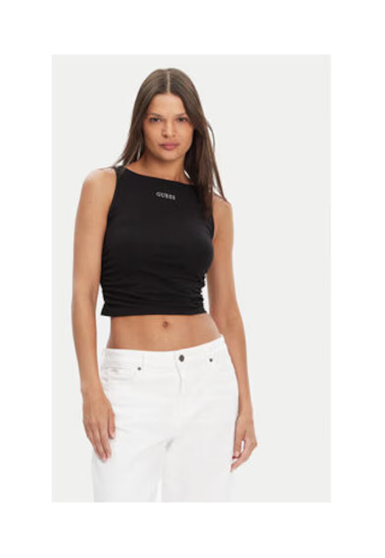 GUESS Top scurt din amestec de bumbac cu logo discret -