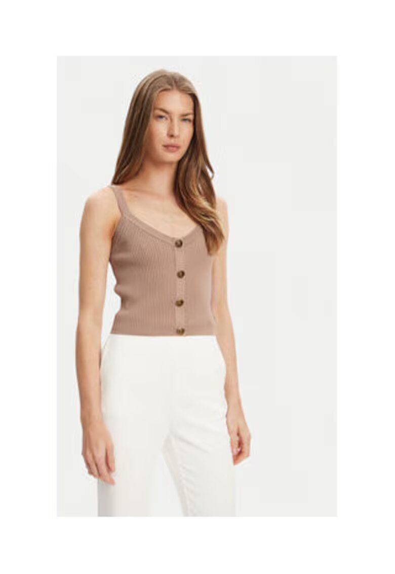 GUESS Top uni din tricot cu decolteu in V si nasturi decorativi