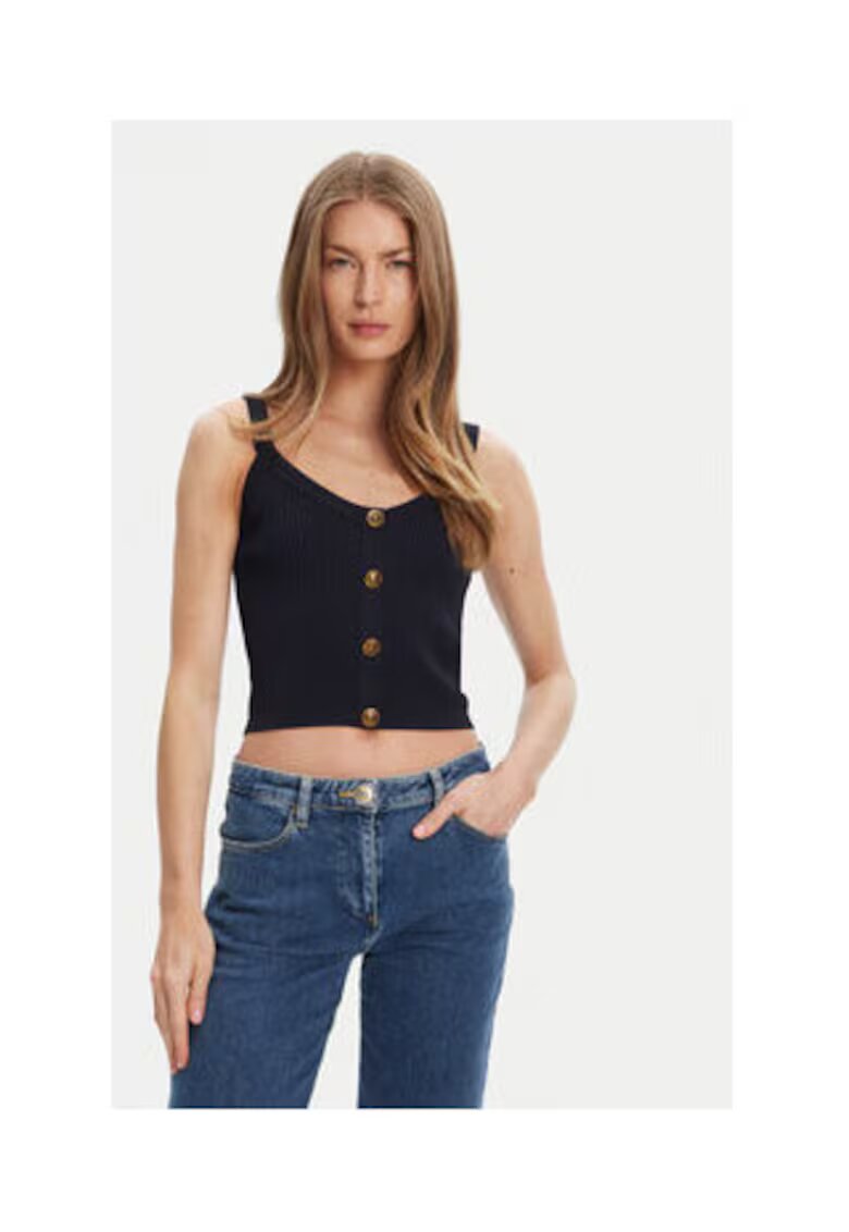 GUESS Top uni din tricot cu striatii si nasturi decorativi