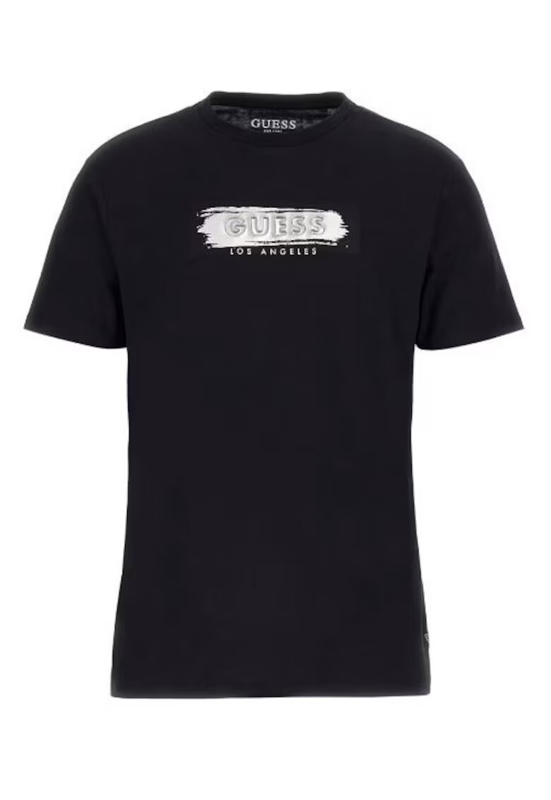 GUESS Tricou croiala slim - negru - bumbac