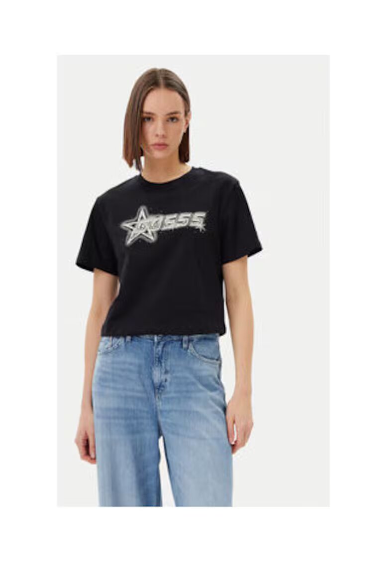 GUESS Tricou crop cu logo din bumbac organic
