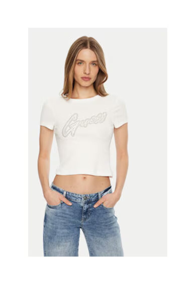 GUESS Tricou Crop Cu Logo Si Paiete