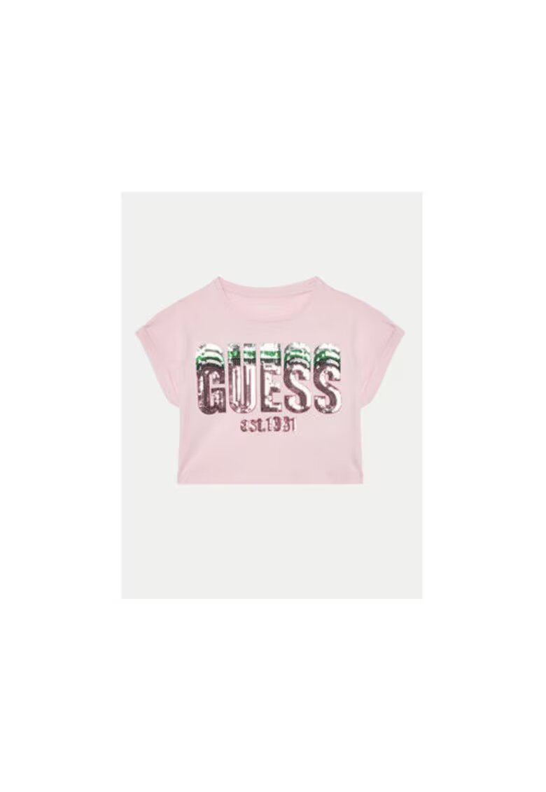 GUESS Tricou crop cu paiete