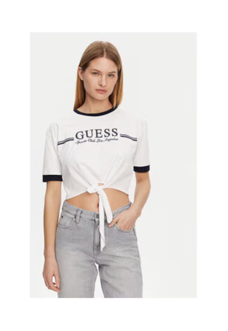 GUESS Tricou crop din bumbac organic cu logo