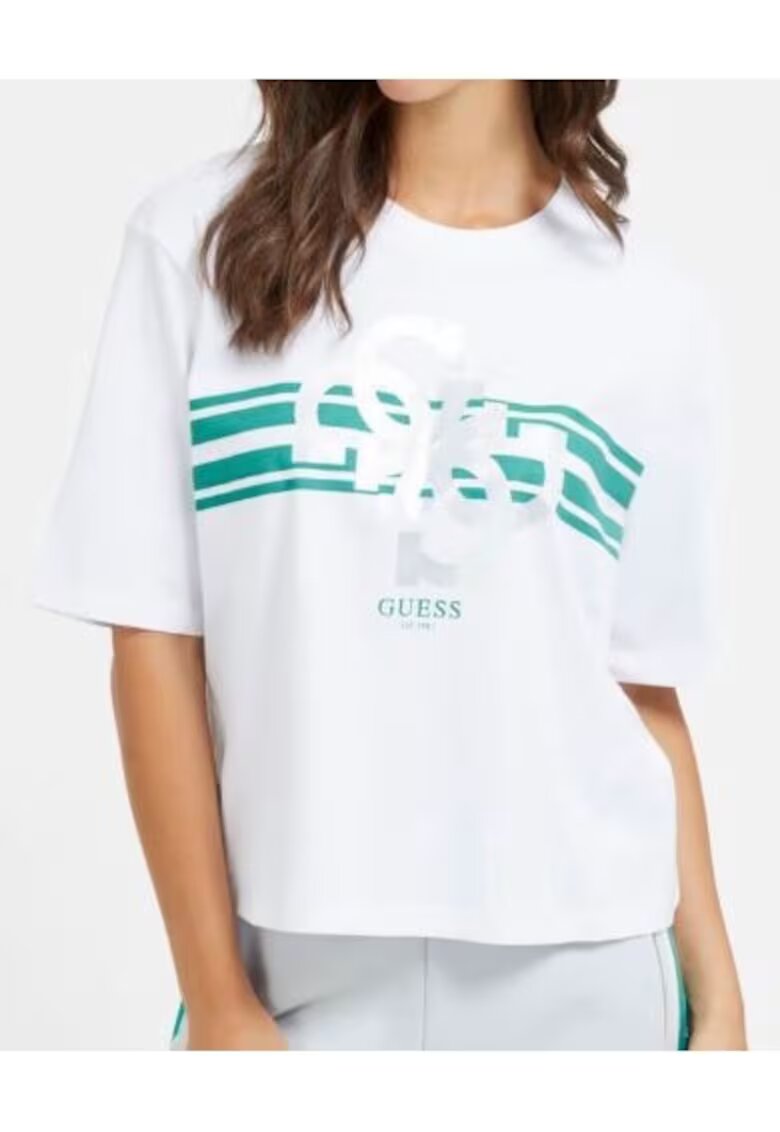 GUESS Tricou cu croiala lejera si logo -