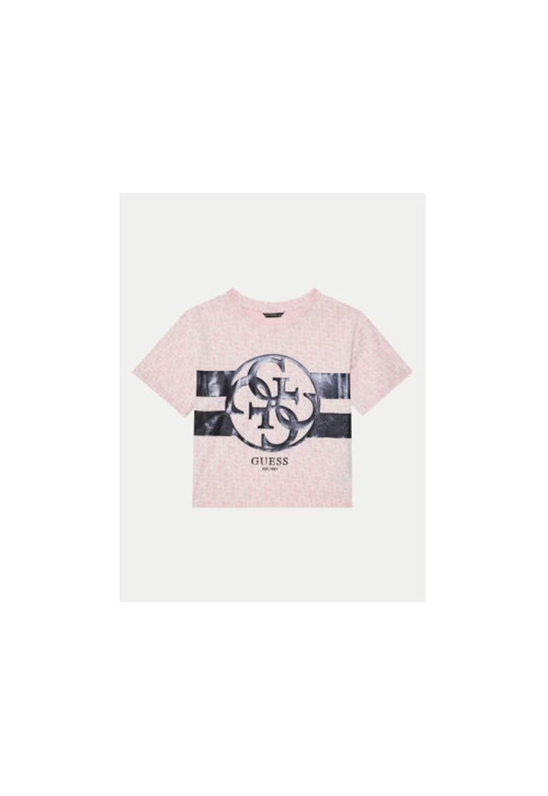 GUESS Tricou cu decolteu la baza gatului cu logo imprimat