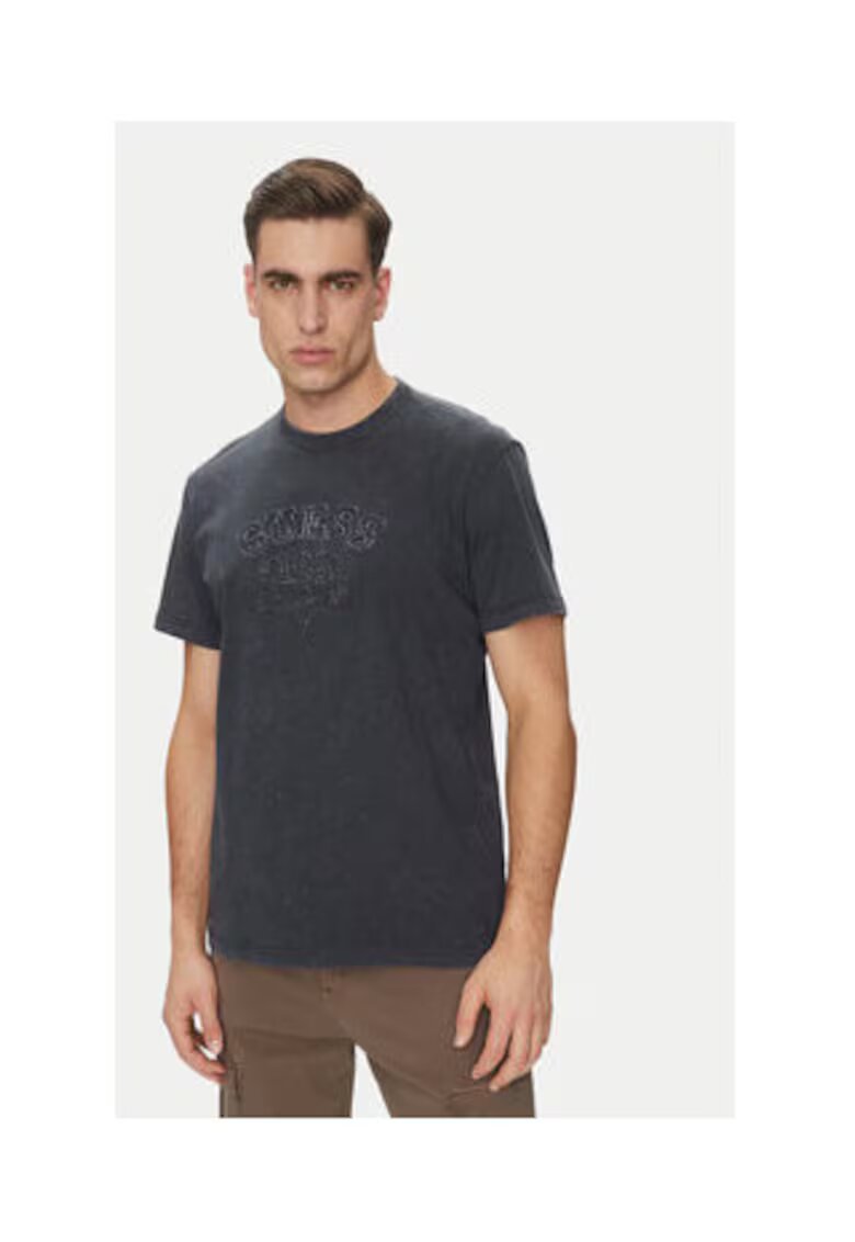 GUESS Tricou cu decolteu la baza gatului si imprimeu logo -