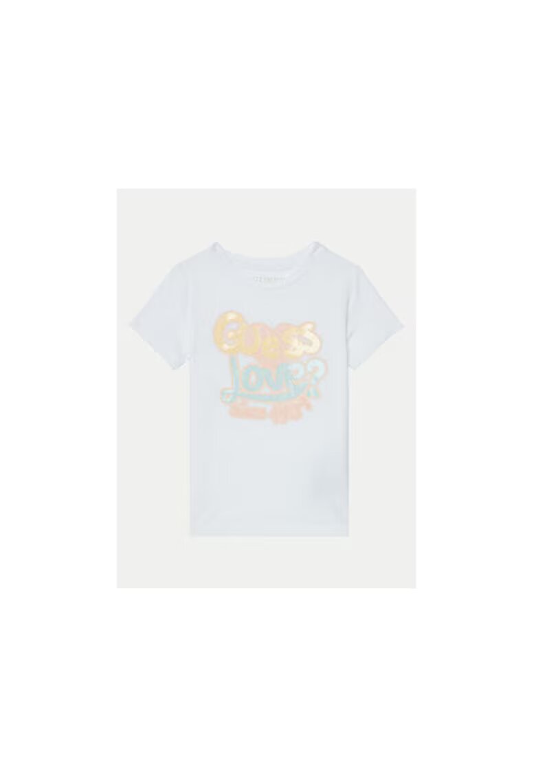 GUESS Tricou cu decolteu rotund si logo