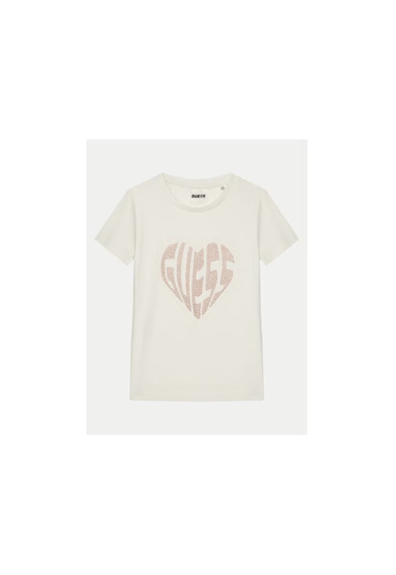 GUESS Tricou cu design inima - Ecru