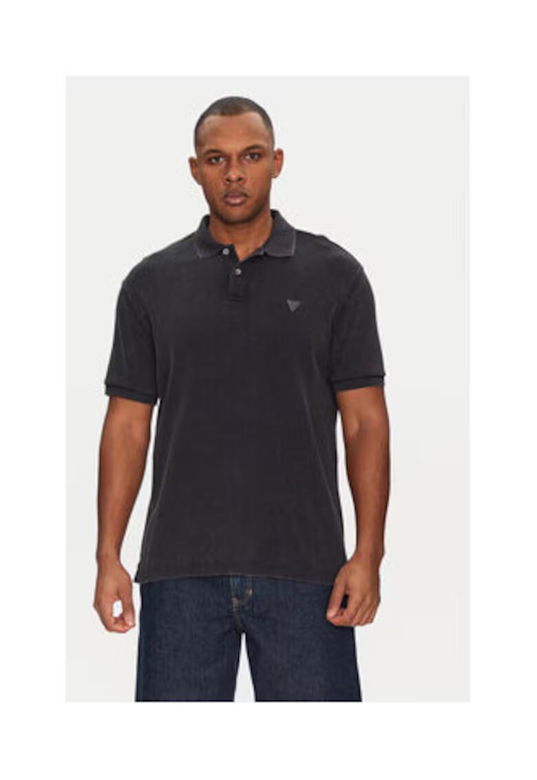 GUESS Tricou cu guler polo din bumbac organic