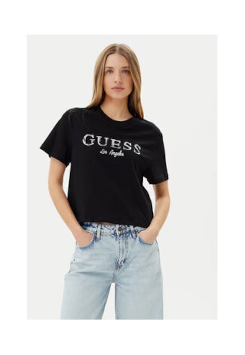 GUESS Tricou cu imprimeu cu logo din bumbac organic