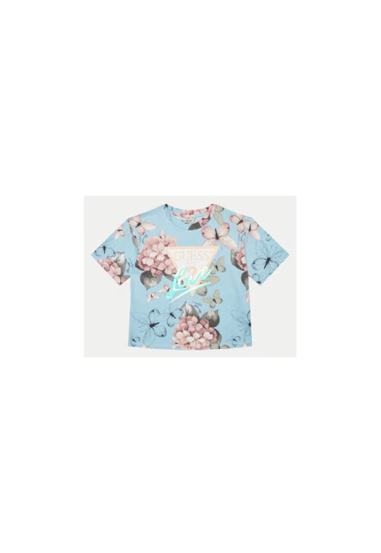 GUESS Tricou cu imprimeu din amestec de bumbac organic