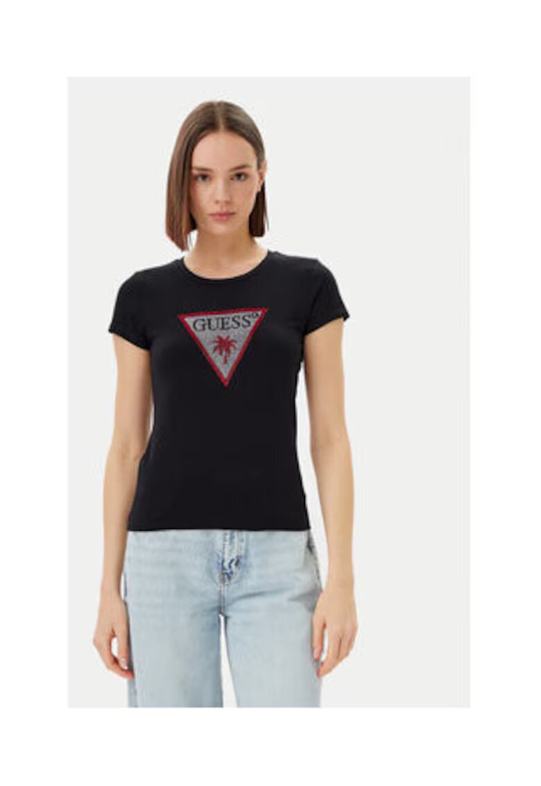 GUESS Tricou cu logo din strasuri