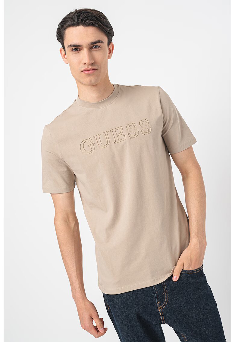 GUESS Tricou cu logo in relief - Grej