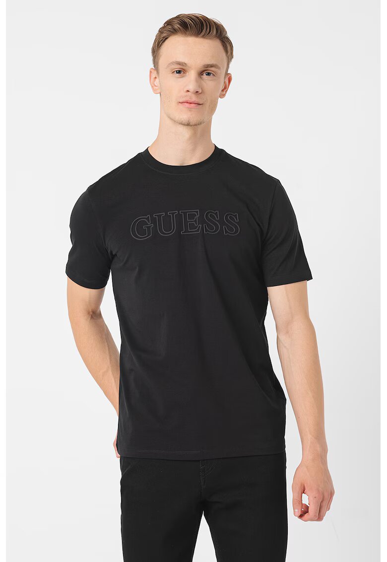 GUESS Tricou cu logo in relief - pentru antrenament - Negru