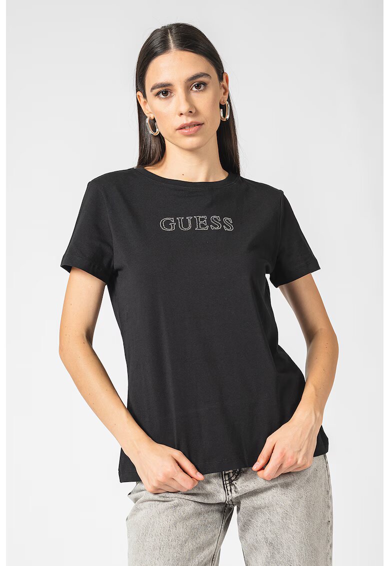 GUESS Tricou cu logo - pentru fitness - Negru