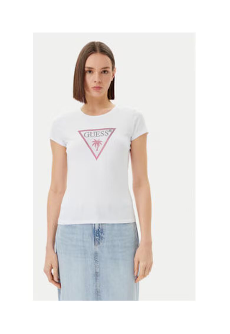 GUESS Tricou cu logo stralucitor