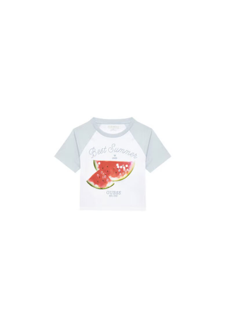 GUESS Tricou cu maneci raglan si imprimeu grafic