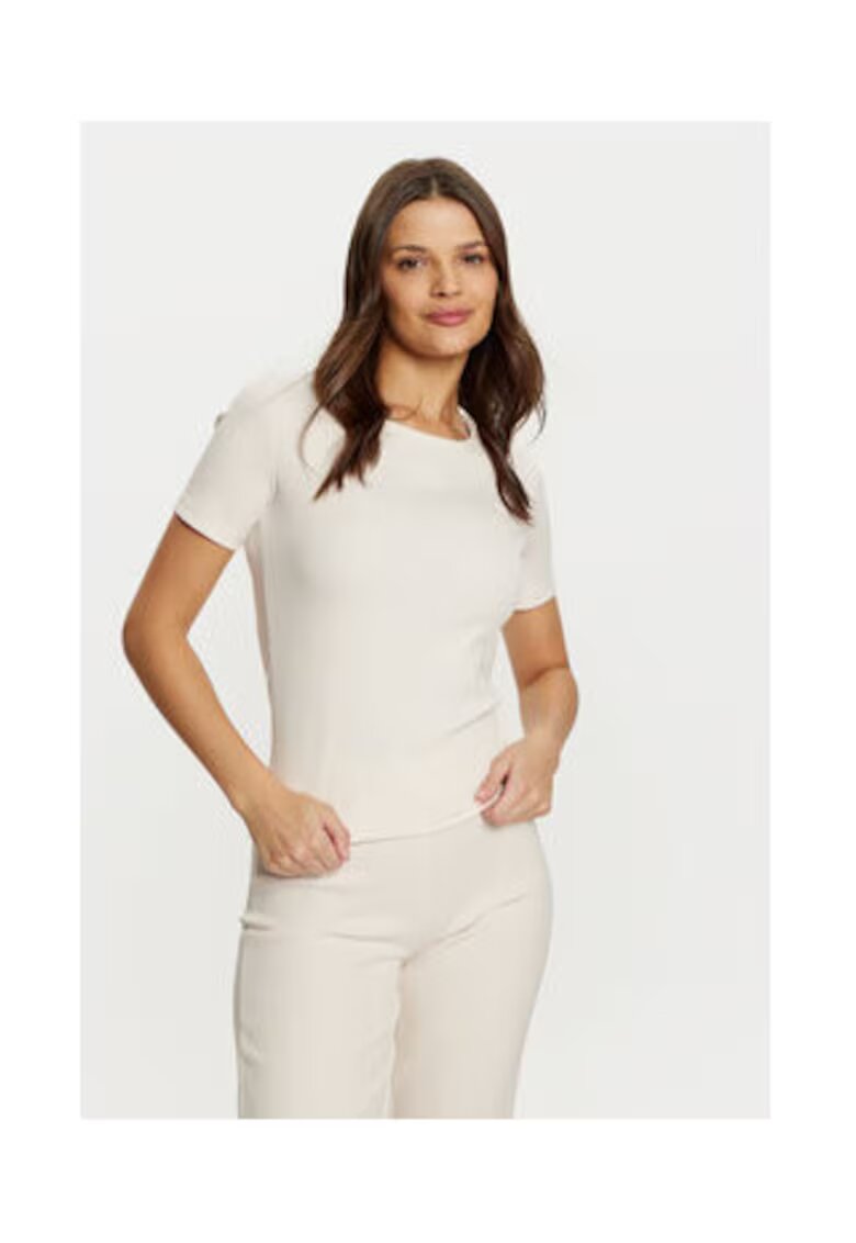 GUESS Tricou cu model uni si decolteu la baza gatului