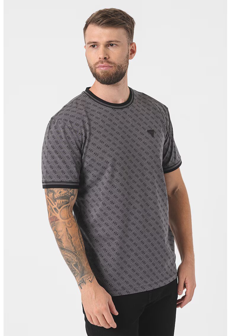 GUESS Tricou cu monograma - pentru fitness - Negru/Gri inchis
