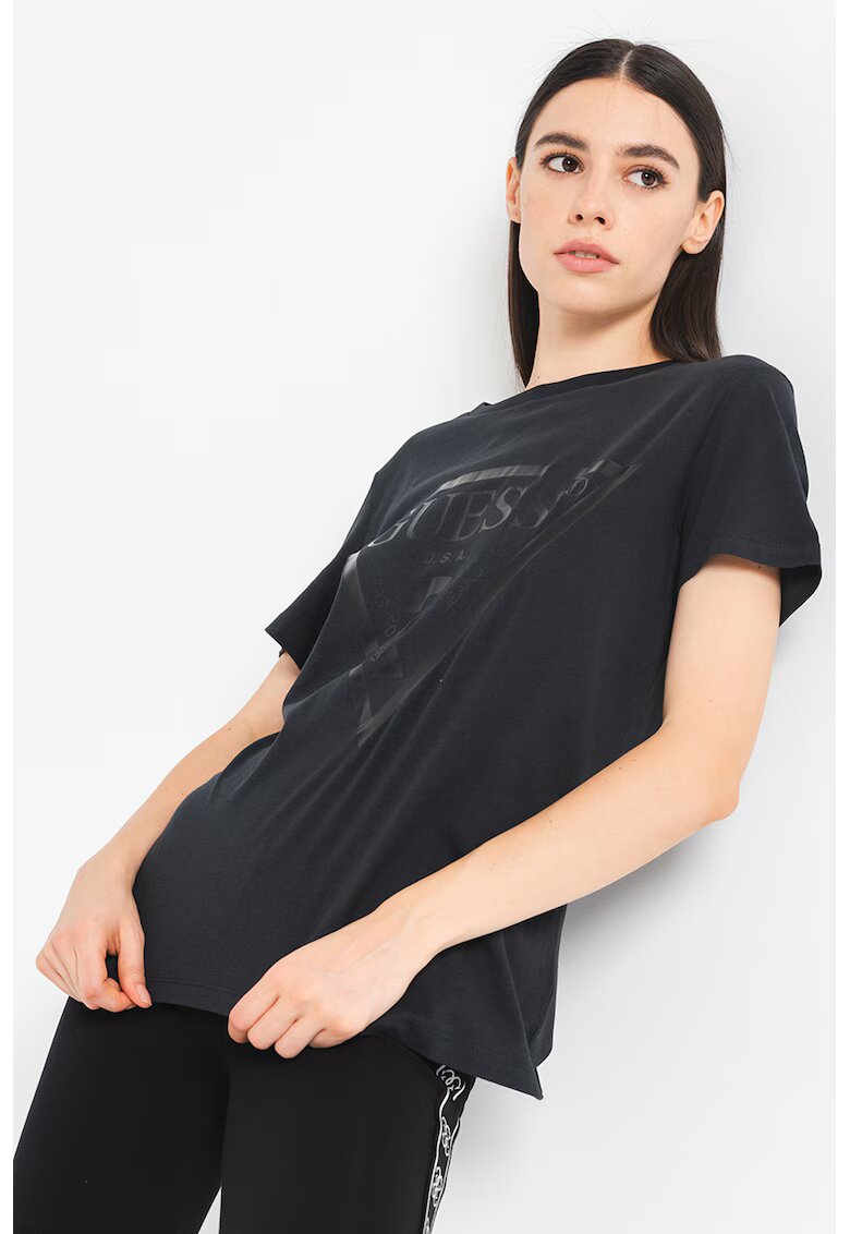 GUESS Tricou de bumbac cu imprimeu logo - Gri antracit