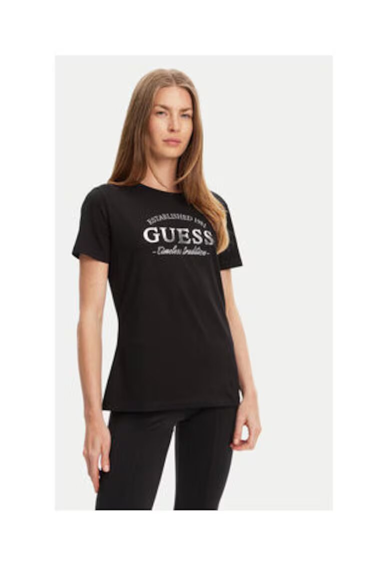 GUESS Tricou din amestec de bumbac cu model logo cu strasuri