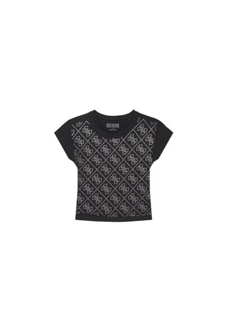 GUESS Tricou din amestec de bumbac organic cu aplicatii din strasuri