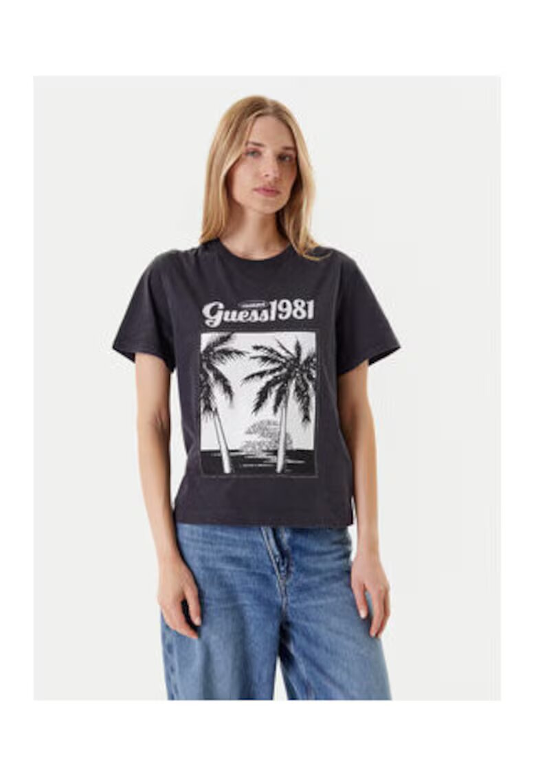 GUESS Tricou din amestec de bumbac organic si imprimeu