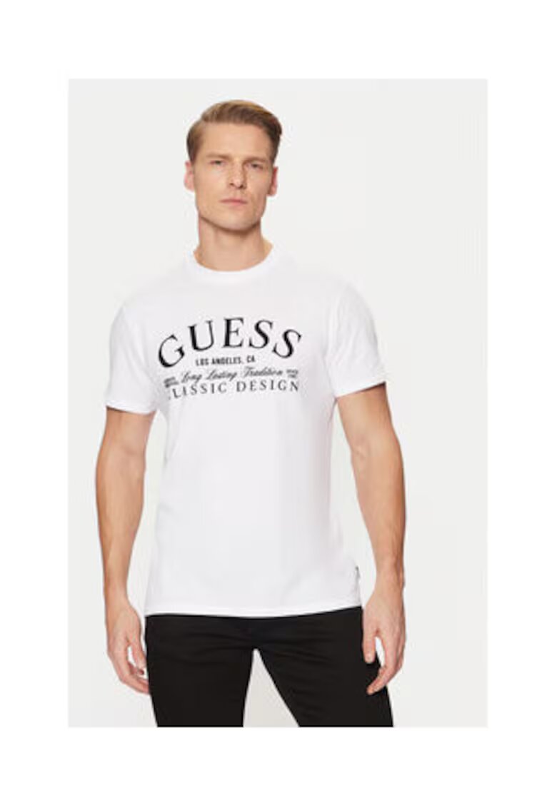 GUESS Tricou din bumbac cu imprimeu text pe piept