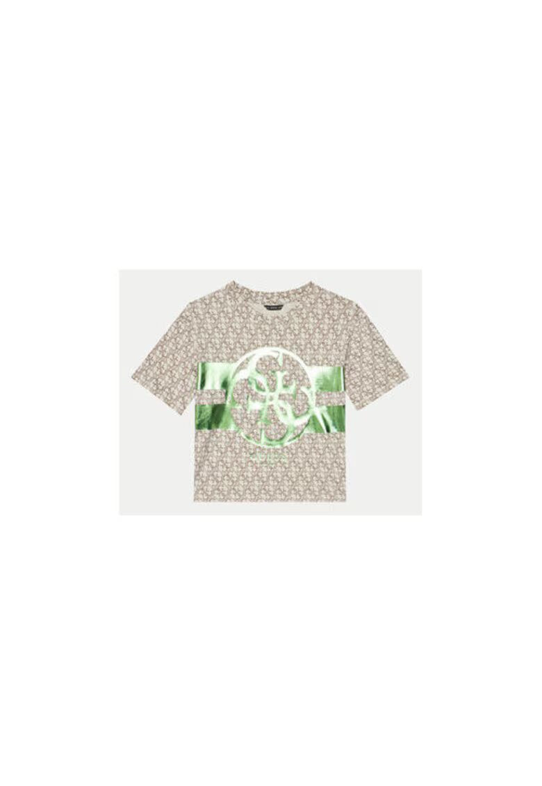 GUESS Tricou din bumbac cu logo cu aspect metalic imprimat