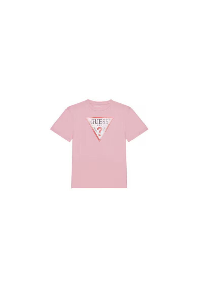 GUESS Tricou din bumbac cu logo frontal si dcolteu la baza gatului