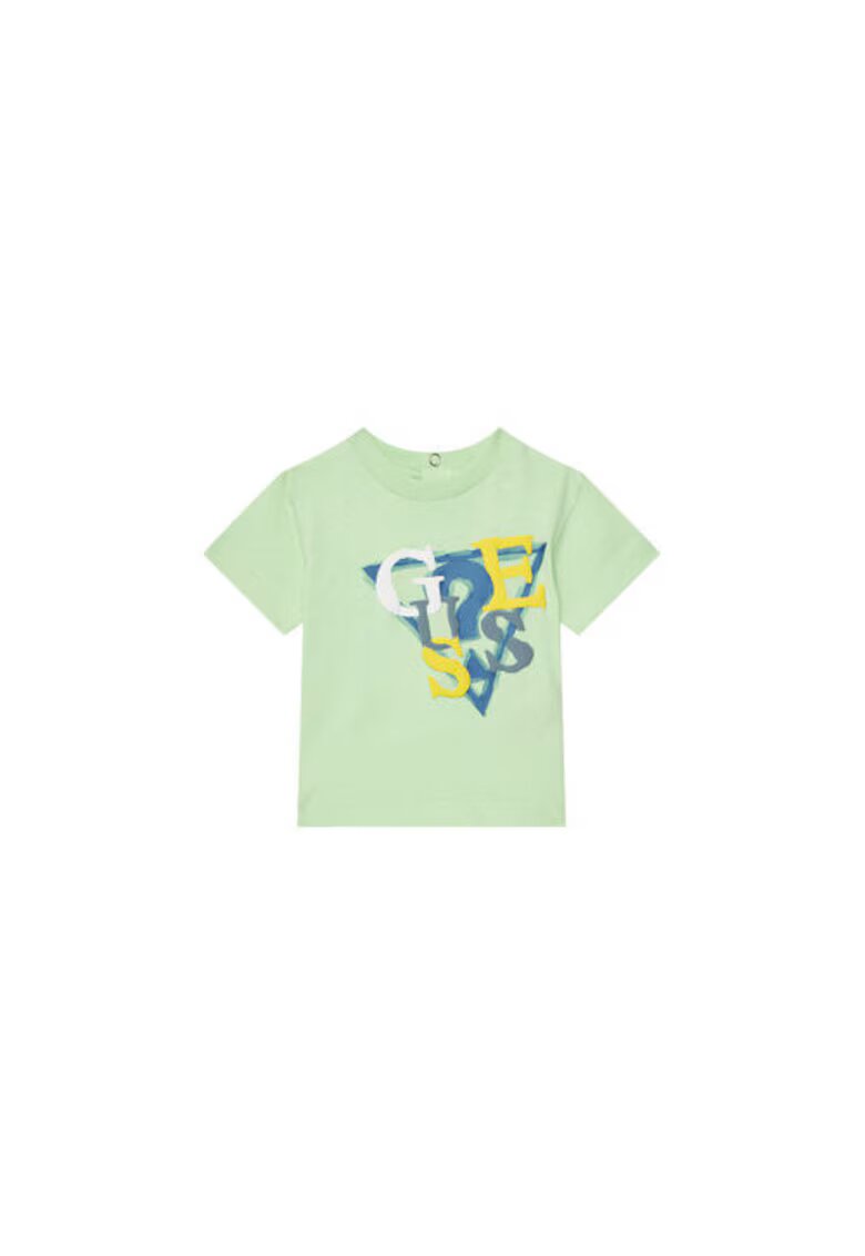 GUESS Tricou din bumbac cu logo - verde pal