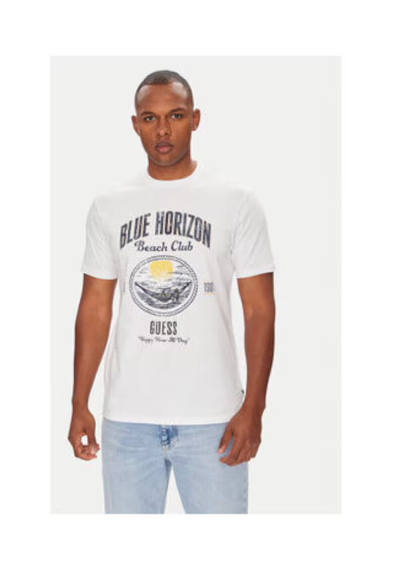 GUESS Tricou din bumbac cu model tropical -