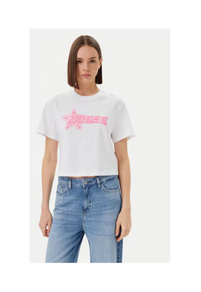 GUESS Tricou din bumbac organic crop