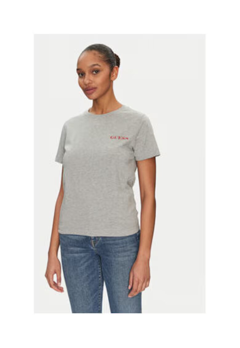 GUESS Tricou din bumbac organic - cu decolteu la baza gatului