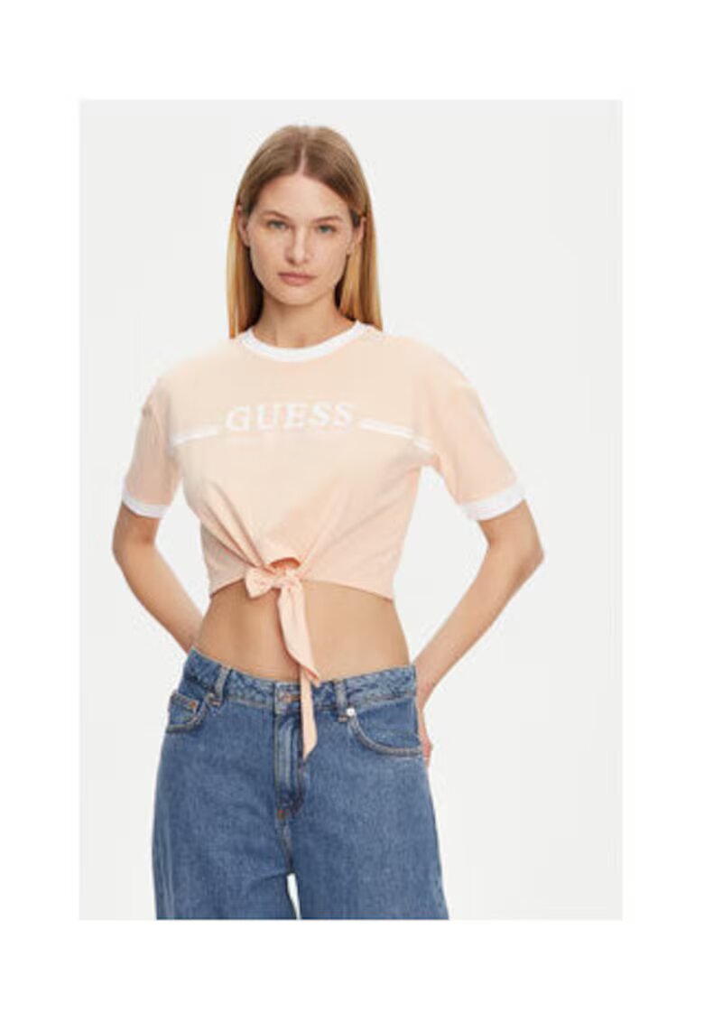 GUESS Tricou din bumbac organic cu detaliu cu nod