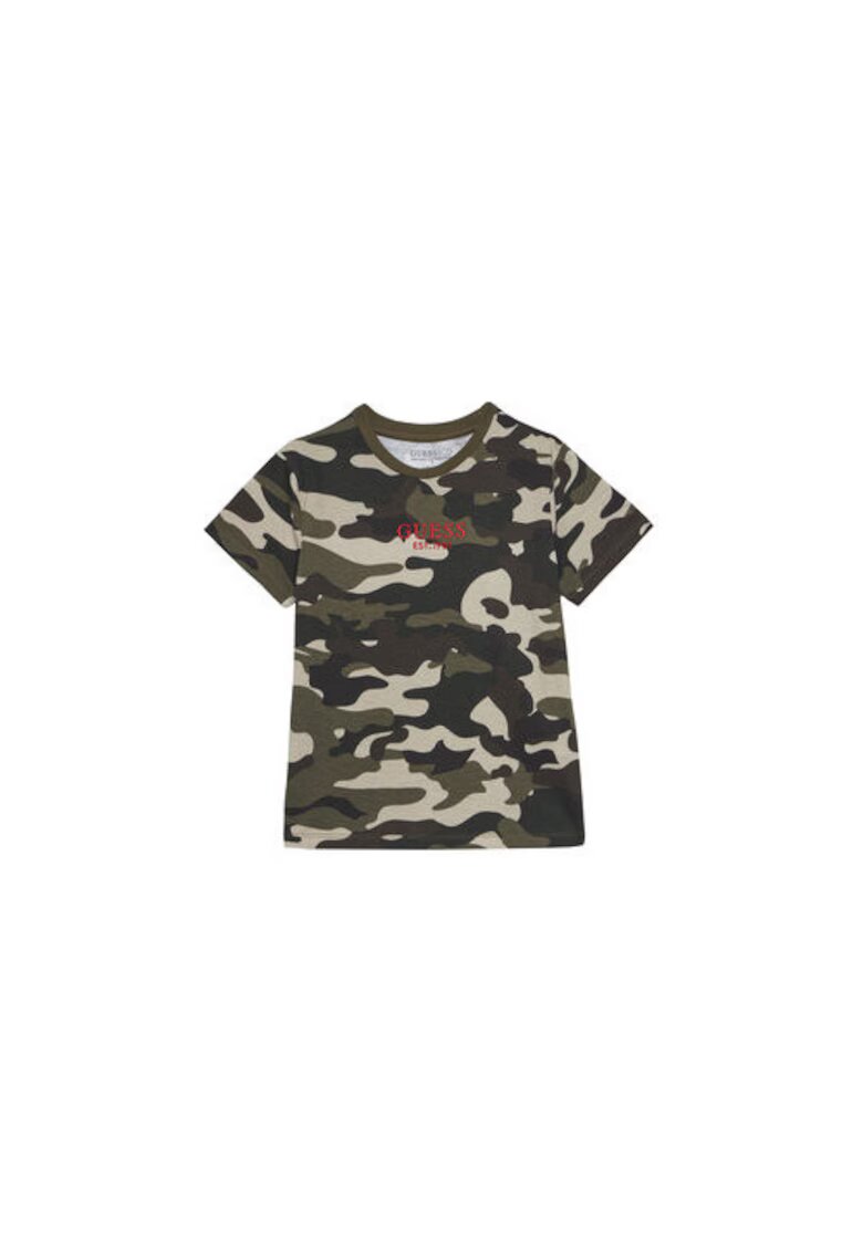 GUESS Tricou din bumbac organic cu model camuflaj