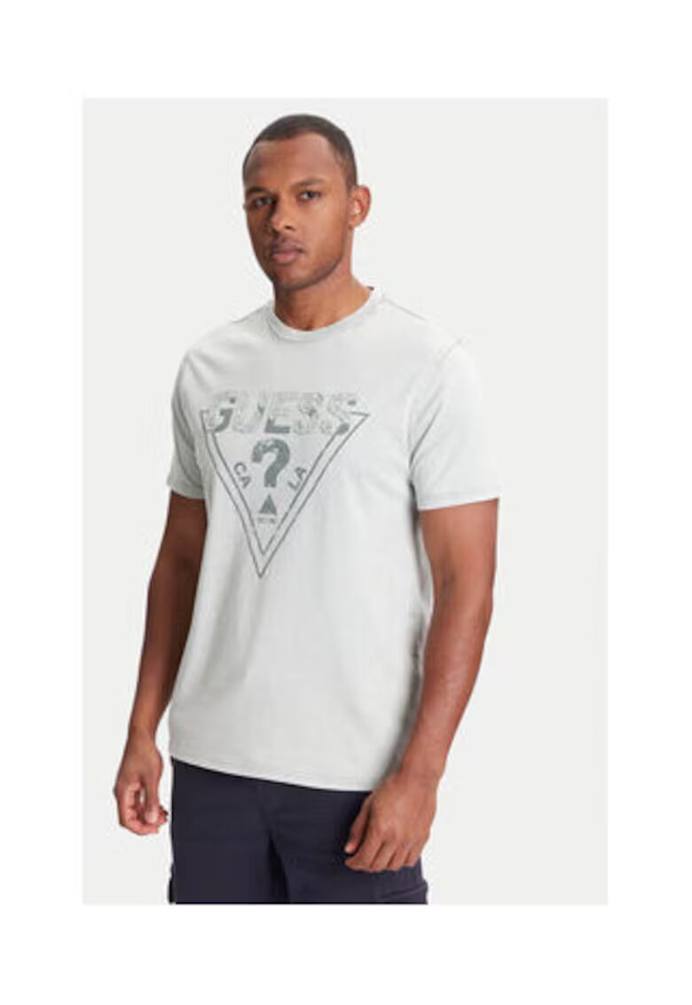 GUESS Tricou din bumbac organic cu model logo in relief frontal