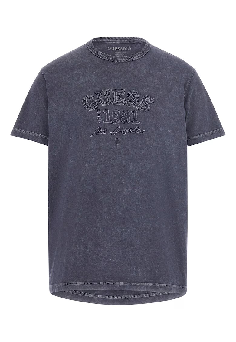 GUESS Tricou din denim cu logo brodat - Gri antracit