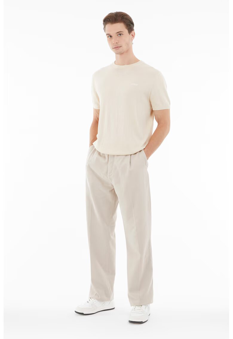 GUESS Tricou din tricot cu logo - Bej