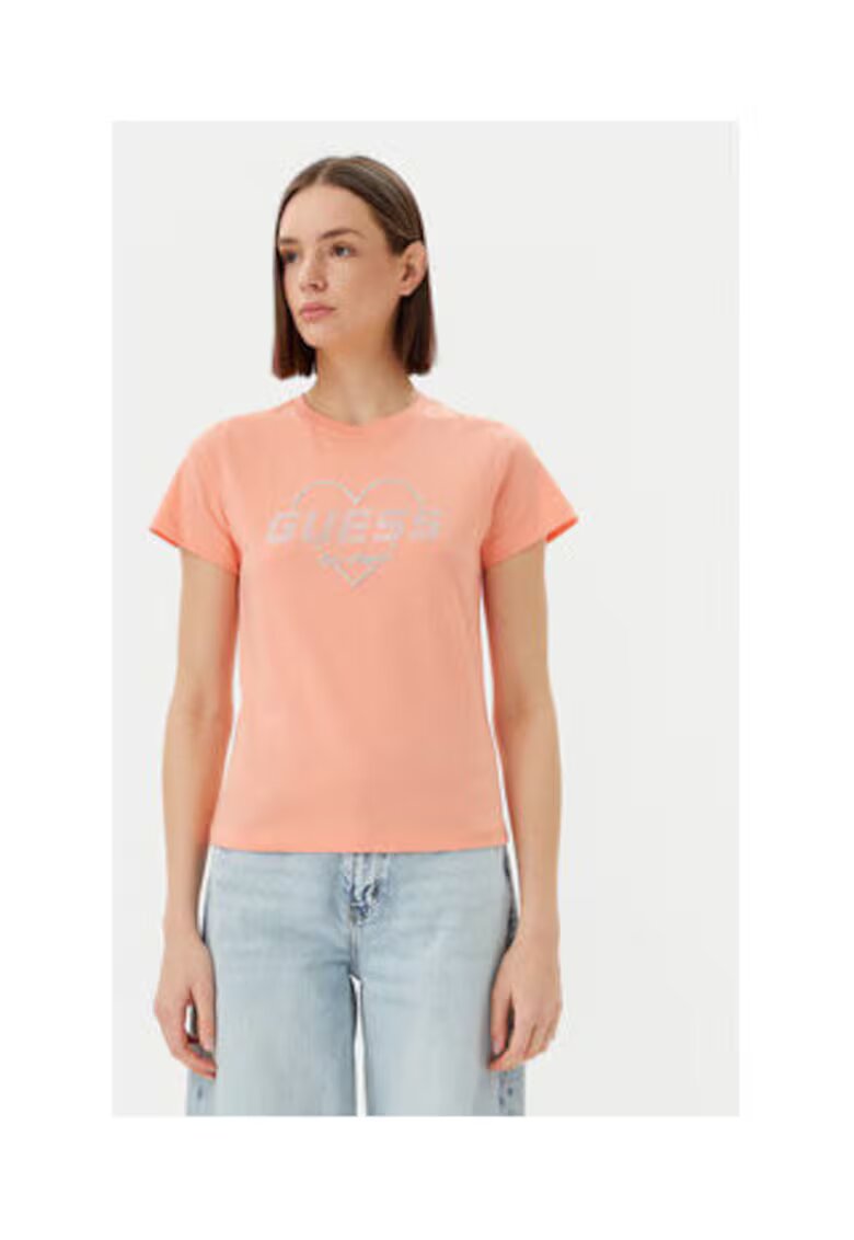 GUESS Tricou la baza gatului din bumbac organic